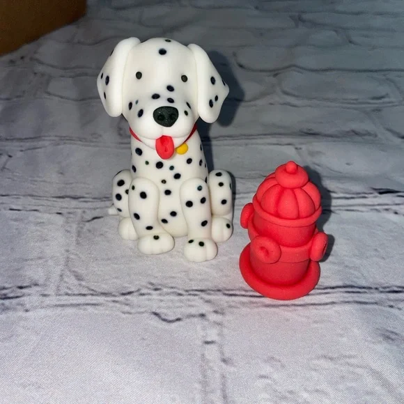 Fondant Firetruck Dalmatian and Fire Hydrant Cake Topper